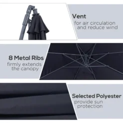 Outsunny Cantilever Banana Parasol 3m - Black -Günstiges Grün Ecke Geschäft ff6b10182a12c6128 jpg