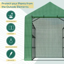 Outsunny Poly Tunnel Wallk-in Greenhouse Cover Shelves Garden Plant House 8ft X 6ft X 7ft -Günstiges Grün Ecke Geschäft fl3a0917edc60a6b4