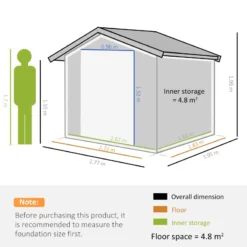 Outsunny Storage Shed In Galvanised Steel With Sliding Door 9ft X 6ft - Grey -Günstiges Grün Ecke Geschäft gLda12188d39dfd56 jpg