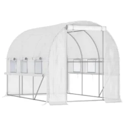 Outsunny Greenhouse Polytunnel 3x2x2m - White
