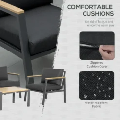 Outsunny Garden Sofa Set 4 Piece With Cushions - Grey -Günstiges Grün Ecke Geschäft gon88c17f52a16306 jpg