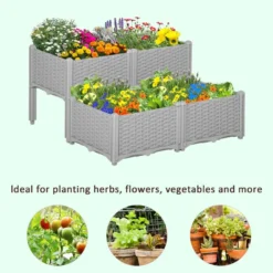 Outsunny Raised Bed Plastic Set Of 4 40x40x44cm - Grey -Günstiges Grün Ecke Geschäft grL7561801c80ad8e jpg