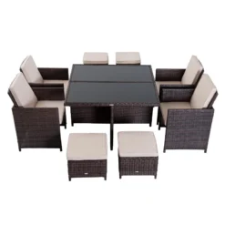 Outsunny Rattan Dining Set 9 Piece - Brown -Günstiges Grün Ecke Geschäft h2Hdaa17eecc2975a jpg