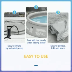 Outsunny Swimming Paddling Pool Round 274cm X 76cm - Grey -Günstiges Grün Ecke Geschäft h6e88c18035393b32 jpg