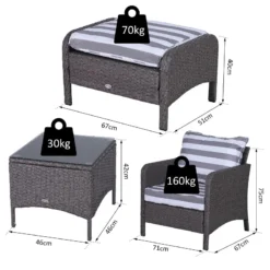 Outsunny Outdoor Rattan 2 Seater With Footstools - Dark Grey -Günstiges Grün Ecke Geschäft i0ya1217eecc299ca jpg