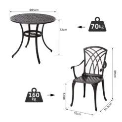 Outsunny Patio Cast Aluminium 5 PCS Dining Table & 4 Chairs Set Outdoor Garden Furniture -Günstiges Grün Ecke Geschäft jCQce617dc3c1dd29