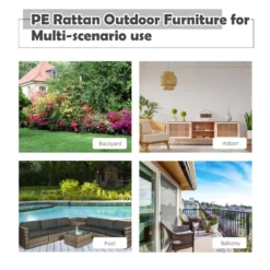 Outsunny Rattan Corner Sofa Set With Table - Brown -Günstiges Grün Ecke Geschäft jaY75617fe8384473 jpg