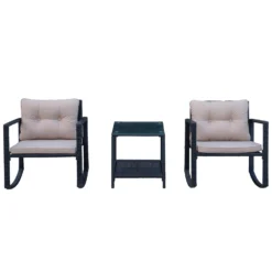 Outsunny Rattan Rocking Chair Set - Black -Günstiges Grün Ecke Geschäft jeb9ab17dc18a3d33