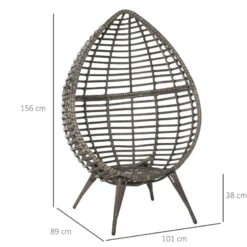 Outsunny Wicker Rattan Egg Chair With 4 Legs Grey -Günstiges Grün Ecke Geschäft k4Aa1217eecc29b03 jpg