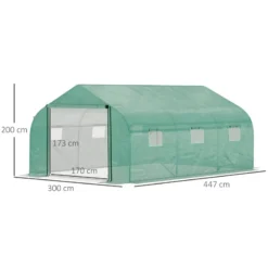 Outsunny Greenhouse Polytunnel 4.47x3x2m - Green -Günstiges Grün Ecke Geschäft kMi2ed17e70dafc66 jpg