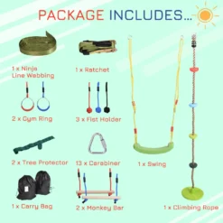 Outsunny Kids Climbing Rope Set -Günstiges Grün Ecke Geschäft khd42517dc3c1de40