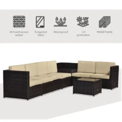 Outsunny Rattan Corner Sofa Set With Table - Brown -Günstiges Grün Ecke Geschäft kyba0917fe8384473 jpg