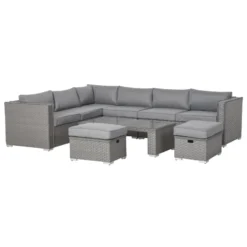 Outsunny Outdoor Rattan Sofa Corner Set 6 Piece - Grey -Günstiges Grün Ecke Geschäft l9b98a17eecc28f6f jpg
