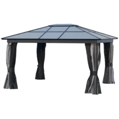 Outsunny Hardtop Gazebo 3.6 X 4m - Black & Dark Grey -Günstiges Grün Ecke Geschäft lOSdaa17f96872b6d jpg