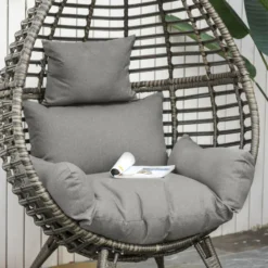 Outsunny Wicker Rattan Egg Chair With 4 Legs Grey -Günstiges Grün Ecke Geschäft lvm3d617eecc29b03 jpg