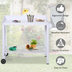 Outsunny Metal Outdoor Garden Potting Bench White -Günstiges Grün Ecke Geschäft mAl7bc17dc49d9bd5
