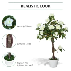 Outsunny Artificial Rose Tree And Planter For Indoor & Outdoor Use - White And Green -Günstiges Grün Ecke Geschäft mLsf8317dc51dc1ce jpg