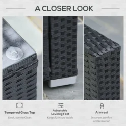 Outsunny Rattan Sofa Set With Coffee Table - Black -Günstiges Grün Ecke Geschäft mdDb10186543da73c jpg