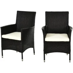 Outsunny Rattan Dining Chair Set - Dark Coffee