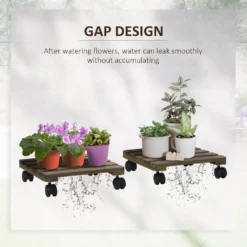Outsunny 2 Pack Plant Stand With Wheels Mobile Flowerpot Holder For Indoor & Outdoor Use -Günstiges Grün Ecke Geschäft n3D32517e70dafa31