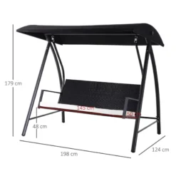 Outsunny Rattan Garden Swing Chair 3-Seater Black -Günstiges Grün Ecke Geschäft n66a1217eecc29c57 jpg