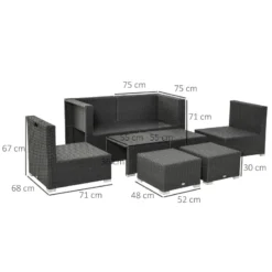 Outsunny Rattan 8pc Sofa Set - Black -Günstiges Grün Ecke Geschäft n7Za12181240a3a19 jpg