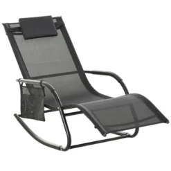 Outsunny Lounger Rocking Chair - Black
