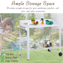 Outsunny Metal Outdoor Garden Potting Bench White -Günstiges Grün Ecke Geschäft nGU75c17dc49d9bd5