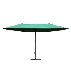 Outsunny 4.6 M Double Sided Umbrella Parasol With Cross Base - Dark Green