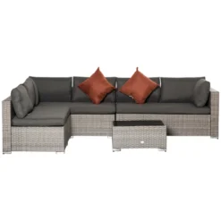 Outsunny Rattan Sofa Set 2.7m - Grey -Günstiges Grün Ecke Geschäft nNQdaa17efd615681 jpg