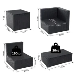 Outsunny Rattan Corner Sofa Set - Black -Günstiges Grün Ecke Geschäft na2a1217eecc28ae5 jpg