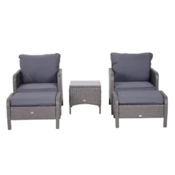 Outsunny Rattan 2 Seater Set With Footstools And Side Table - Dark Grey -Günstiges Grün Ecke Geschäft ndQd4d17eecc299a0 jpg