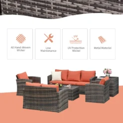 Outsunny Rattan Sofa Set Furniture With Storage - Brown -Günstiges Grün Ecke Geschäft nksa0917eecc28f16 jpg