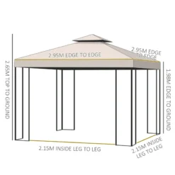Outsunny Metal Gazebo With Curtains 3 X 3m - Beige -Günstiges Grün Ecke Geschäft oXSa12181942673d3 jpg