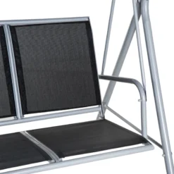 Outsunny-3 Seater Steel Swing Bench - Black -Günstiges Grün Ecke Geschäft oZea191859f731260 jpg