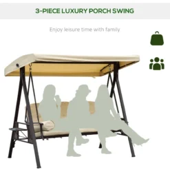 Outsunny Swing Seat 3 Seater - Beige -Günstiges Grün Ecke Geschäft okp75618109489e1b jpg
