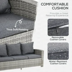 Outsunny Outdoor Rattan Sofa Dining Set 6 Piece - Light Grey -Günstiges Grün Ecke Geschäft olQ88c188b88b21ae jpg