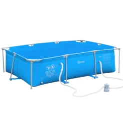 Outsunny Swimming Pool With Steel Frame & Filter 252L X 152W X 65H Cm - Blue