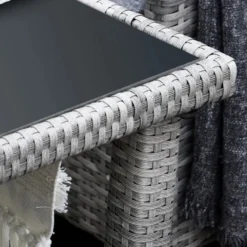 Outsunny Rattan Sofa Set With Coffee Table & Footstools - Grey -Günstiges Grün Ecke Geschäft pTafc917fb69be7a4 jpg