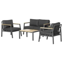 Outsunny Garden Sofa Set 4 Piece With Cushions - Grey -Günstiges Grün Ecke Geschäft pjadaa17f52a16306 jpg