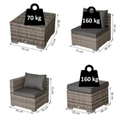 Outsunny Rattan Sofa Set 6 Seater 8 Piece - Grey -Günstiges Grün Ecke Geschäft pzTa1217eecc294bf jpg
