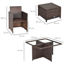 Outsunny Rattan Dining Set 9 Piece - Brown -Günstiges Grün Ecke Geschäft q8la1217eecc2975a jpg