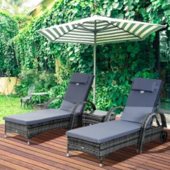 Outsunny Rattan Lounge Set With Side Table - Grey -Günstiges Grün Ecke Geschäft qoO90f1882cd9cd2f jpg
