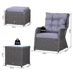 Outsunny Garden Sofa Chair & Stool With Table Set - Grey -Günstiges Grün Ecke Geschäft qsQa1217eecc2916a jpg