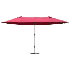 Oasis 4.6 M Double Sided Umbrella Parasol With Cross Base - Red