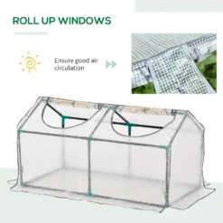 Outsunny Mini Greenhouse With 2 Windows, Plant Flower Herbs Growing, PE, 120 X 61 X 61cm -Günstiges Grün Ecke Geschäft rKr88c17edc607e2f