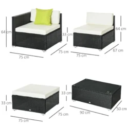 Outsunny Rattan Sofa Set With Coffee Table - Black -Günstiges Grün Ecke Geschäft rT4a12186543da739 jpg