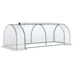 Outsunny PVC Greenhouse Tunnel Steel Frame Transparent 250x100x80cm