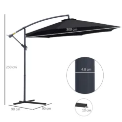 Outsunny Cantilever Banana Parasol 3m - Black -Günstiges Grün Ecke Geschäft roma12182a12c6128 jpg