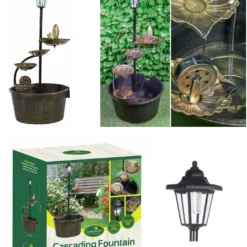 GardenKraft Cascading Fountain With 4 Lotus Leaves -Günstiges Grün Ecke Geschäft s l1200